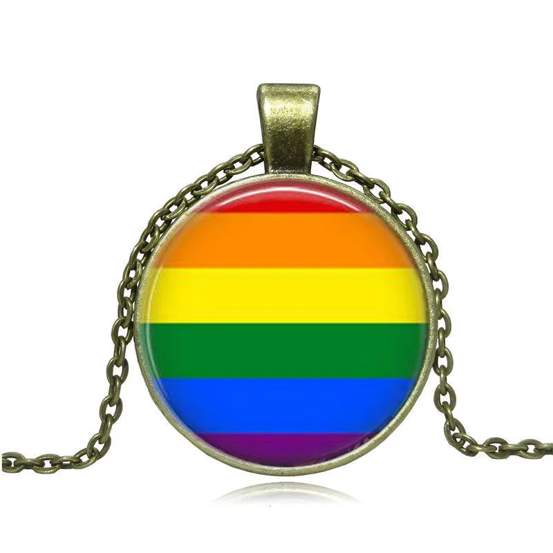 Радужное ожерелье Gay Pride LBGTQ ювелирное изделие с бронзовым/серебристым цветным