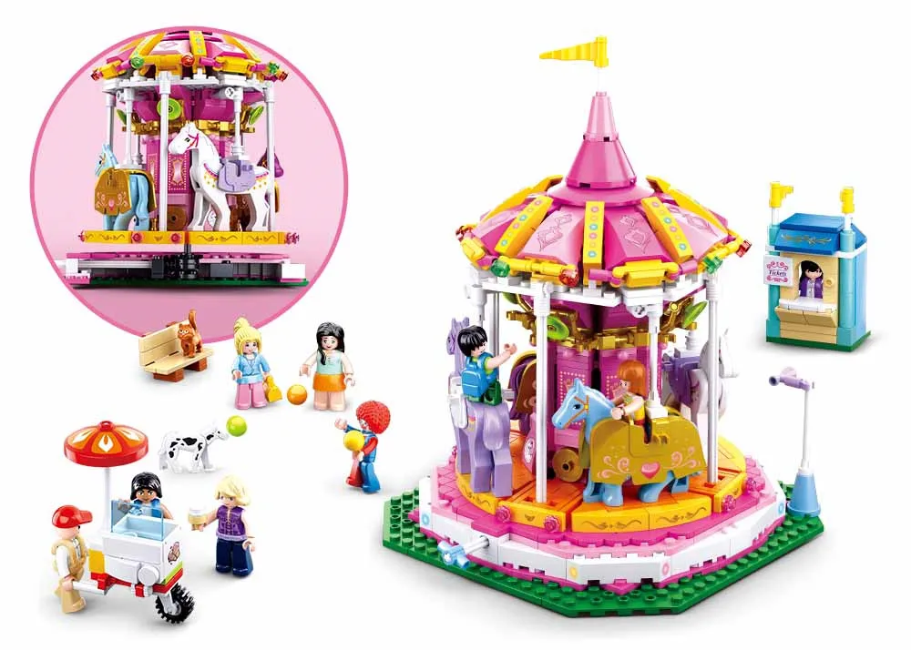 0725 762pcs City Girl Friends Amusement park Carrousel Merry-go-round Building Blocks Toys For Chidlren | Игрушки и хобби