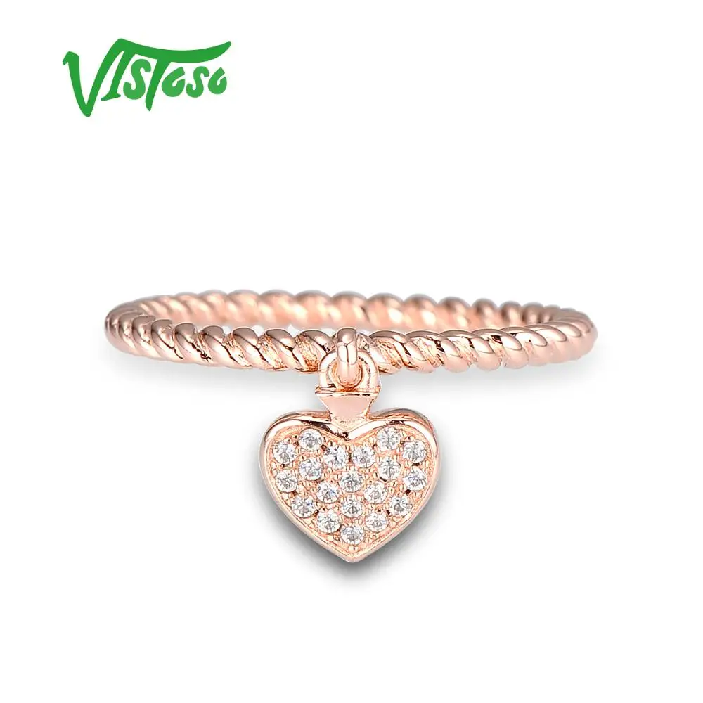 VISTOSO Серебряное кольцо для Для женщин 925 пробы серебро сердце женщины кольца