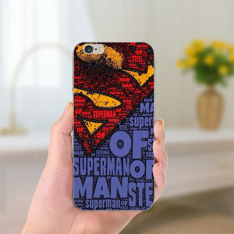 Мягкий силиконовый чехол из ТПУ с логотипом Супермена для iPhone 8 7 6 S Plus X 5 5S SE 5C 4 Shell