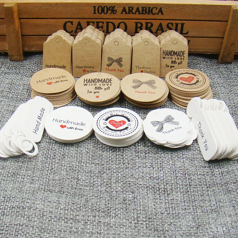 Рождественская бумажная Подарочная бирка 3*3 см круглой формы из крафт бумаги 100