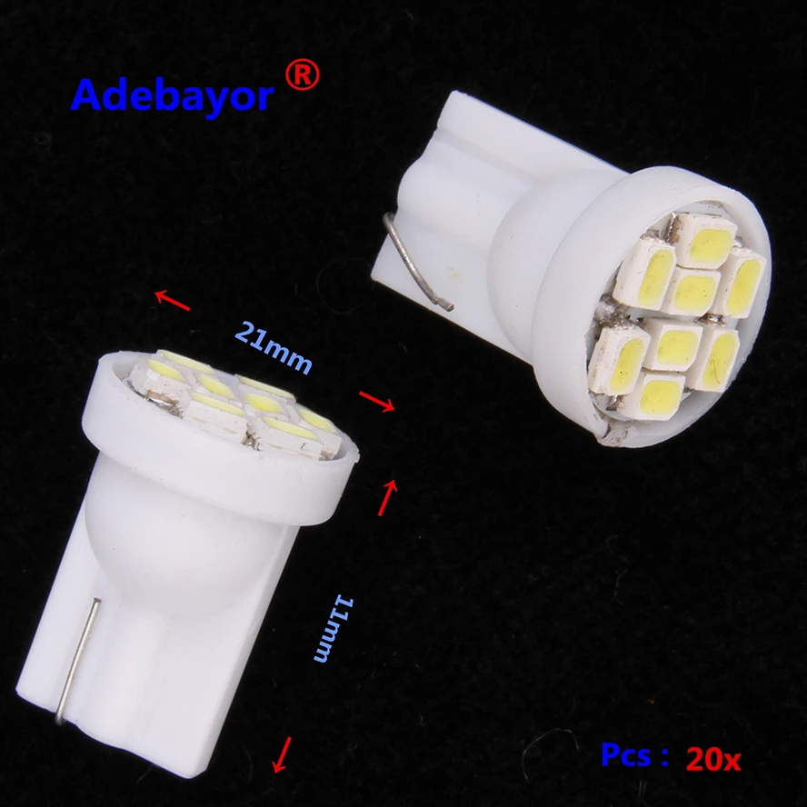 50 X Автомобильные светодиодные лампы T10 194 W5W светодиодный 1206 smd 3020 с клиновидным