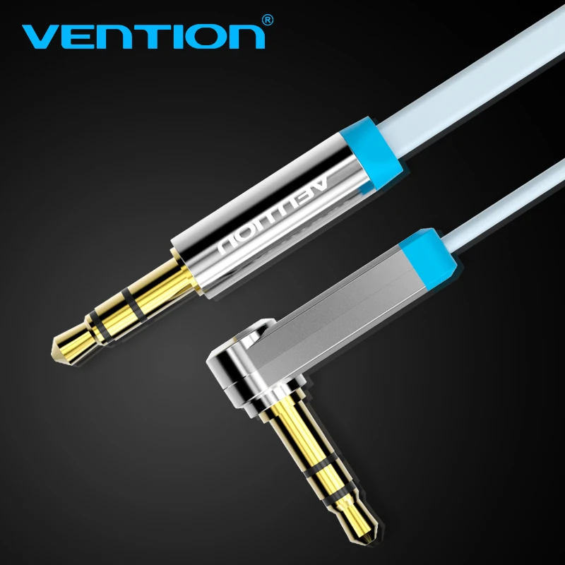 Vention Flat Aux Cable 3.5mm jack Male to 90 Degree Right Angle Audio for iPhone Car Stereo Headphone Speaker Laptop |