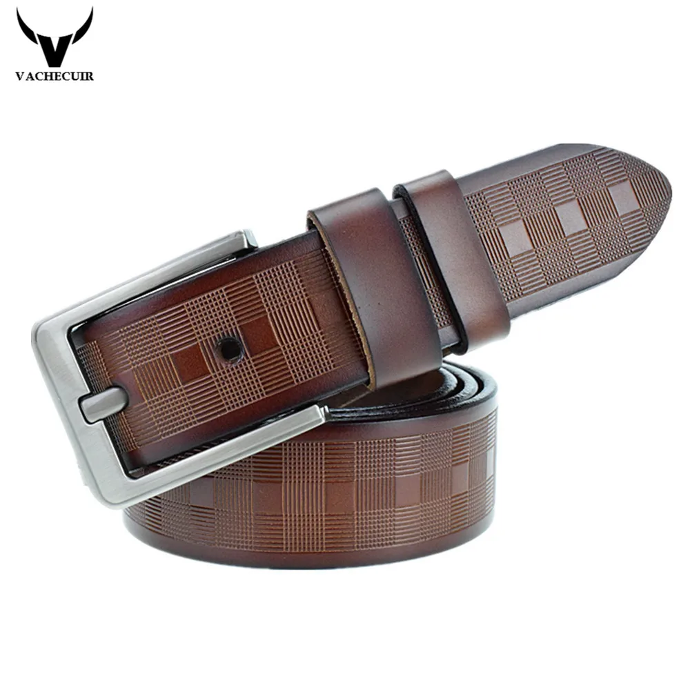 Новый мужской ремень из натуральной воловьей кожи VACHECUIR с пряжкой решетчатые