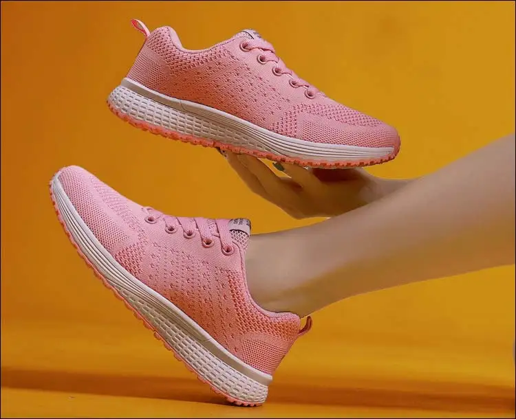Оранжевые кроссовки; женская повседневная обувь из сетчатого материала; tenis feminino; женская обувь; Moda Mujer; ; брендовая Дизайнерская обувь; цвет розовый, зеленый