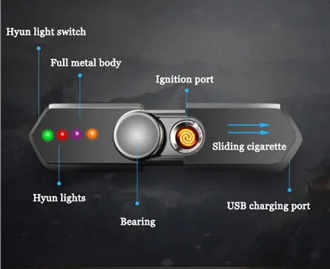 СВЕТОДИОДНЫЙ многоцветный Дополнительный вход USB зарядки легче Спиннер гироскопа палец вращающийся EDCAnti стресс игрушка Рождественский подарок