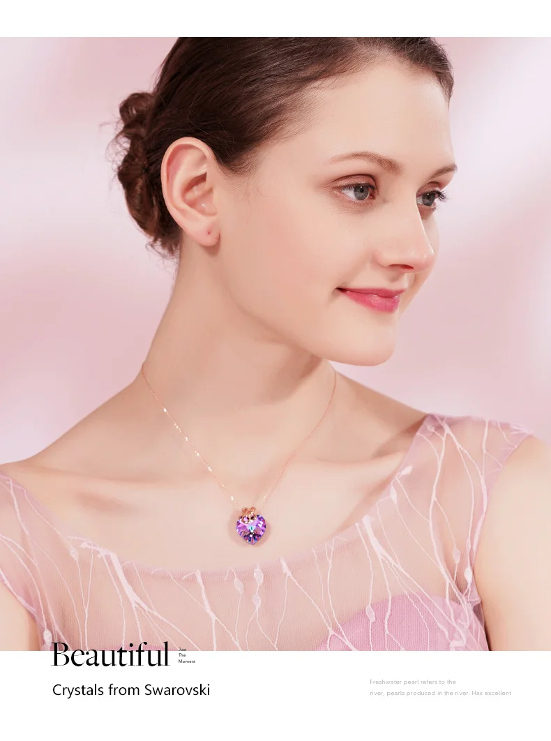 CDE женское золотое ожерелье с подвеской 925 пробы, украшенное кристаллами Swarovski, ожерелье с подвеской в виде сердца, ювелирные изделия в виде цветка