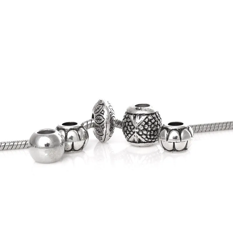 DoreenBeads 50 шт. случайно Смешанные акриловые бусины серебристого цвета подходят для