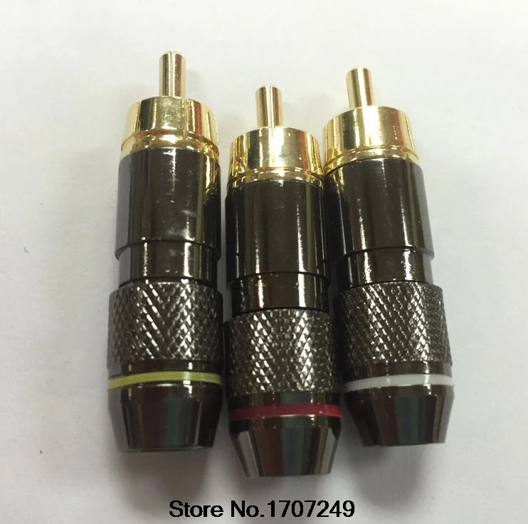 100 шт. медная RCA Вилка позолоченные Аудио Видео адаптер коннекторы для колонок 6 мм