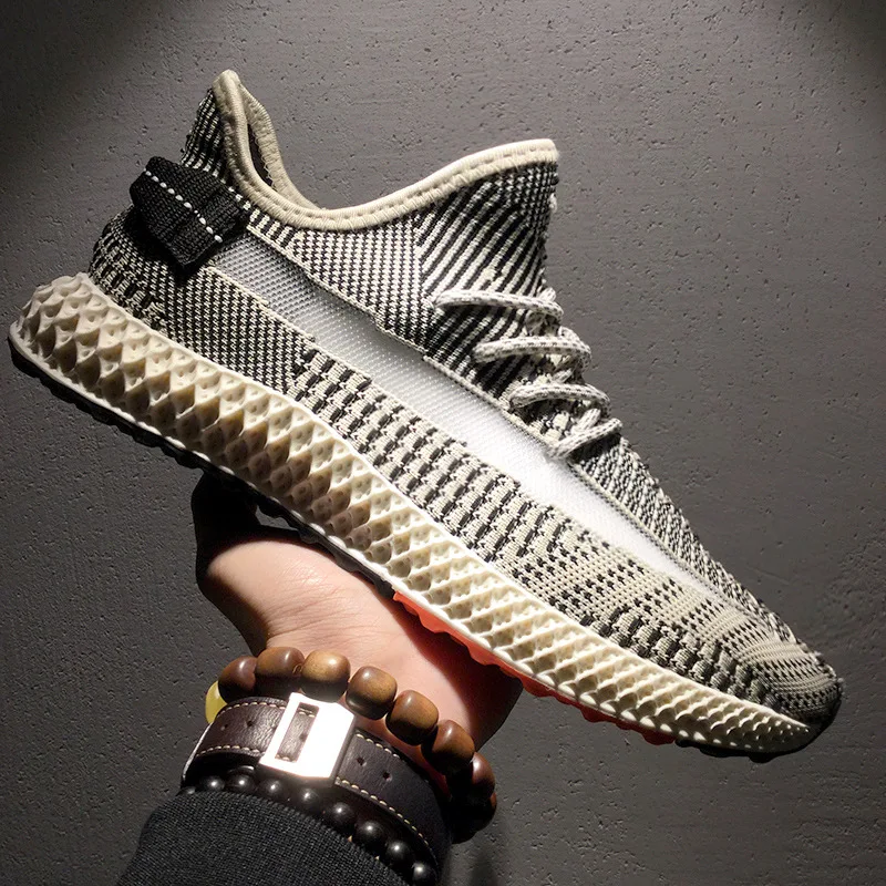 INS Fly Weave Sneakers Kanye 350 West Spring Summer Fashion Lighted Breathable Men Casual Shoes Jogging Tenis Masculino Sneaker | Обувь