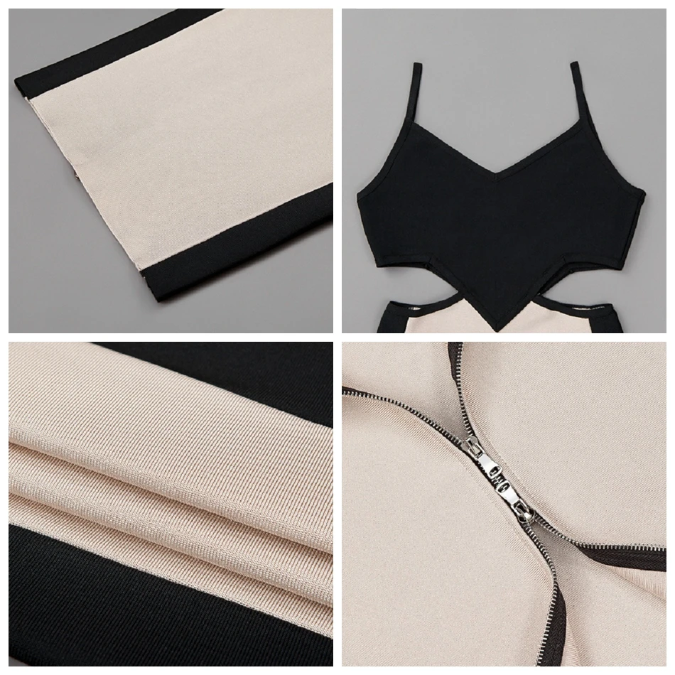 ArtSu 2018 Celebrity Party Bandage Dress Sexy Bodycon Hollow Out Summer Mid-Calf Spaghetti Strap V-Neck Patchwork Ladies | Женская