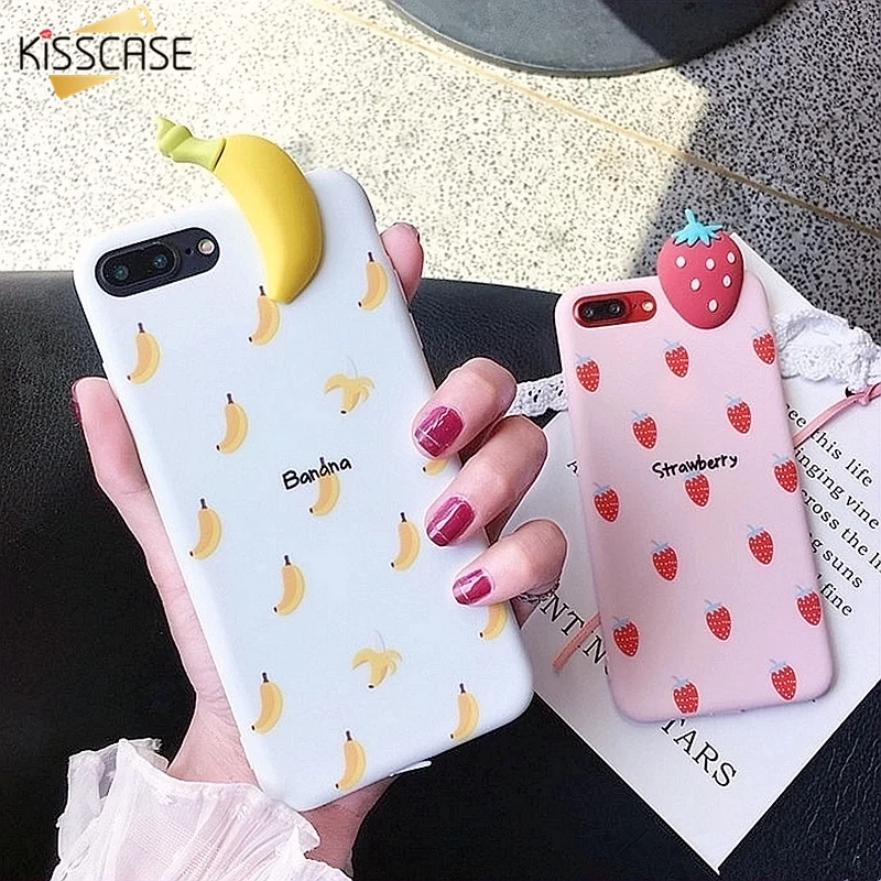 KISSCASE 3D милый розовый Ананас Фрукты чехол для iPhone 6 S plus 7 8 X Coque Силиконовые Мягкие