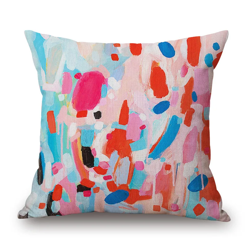 Vintage 45cmx45cm Square Watercolor Print Cushion Cover Cotton Linen Throw Decorative Pillowcases For Pillows Almofadas Coussin | Дом и сад