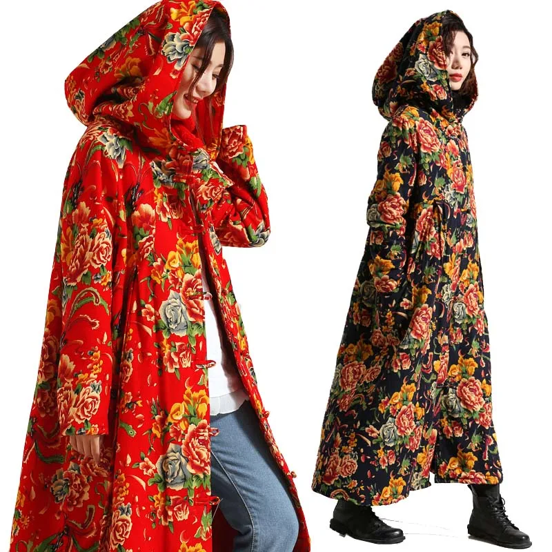 Scuwlinen 2018 зимняя куртка Для женщин Винтаж большой с капюшоном костюм ведьмы плюс