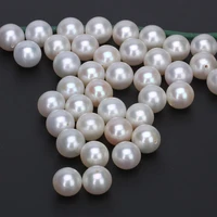 half drilled cultured freshwater pearl round natural 1pair white aaa grade 3 10mm jewelry accessories pearl beads