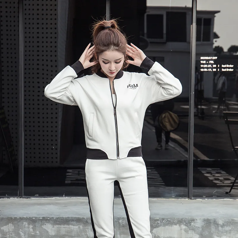 2017 Женская повседневная спортивная одежда костюм с длинными рукавами гульфик на