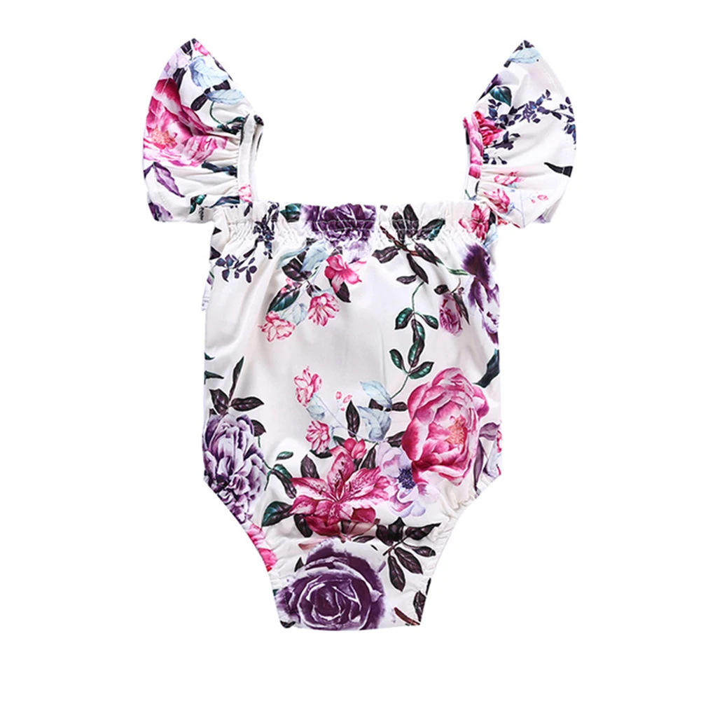 Одежда для маленьких девочек детские комбинезоны с фиолетовыми цветами боди