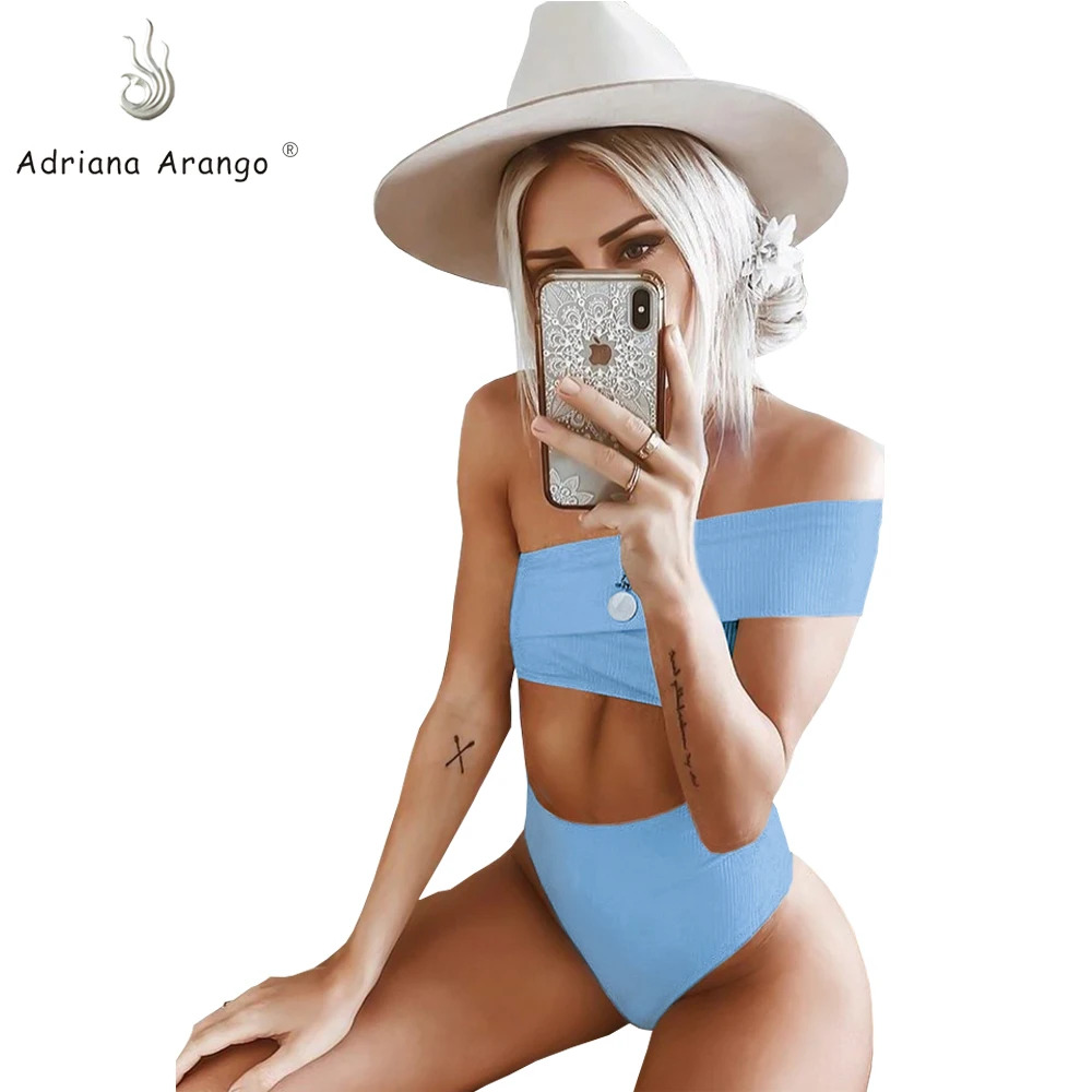 Adriana Arango 2019 купальники для малышек Женские Бикини бандо одноцветное Высокая