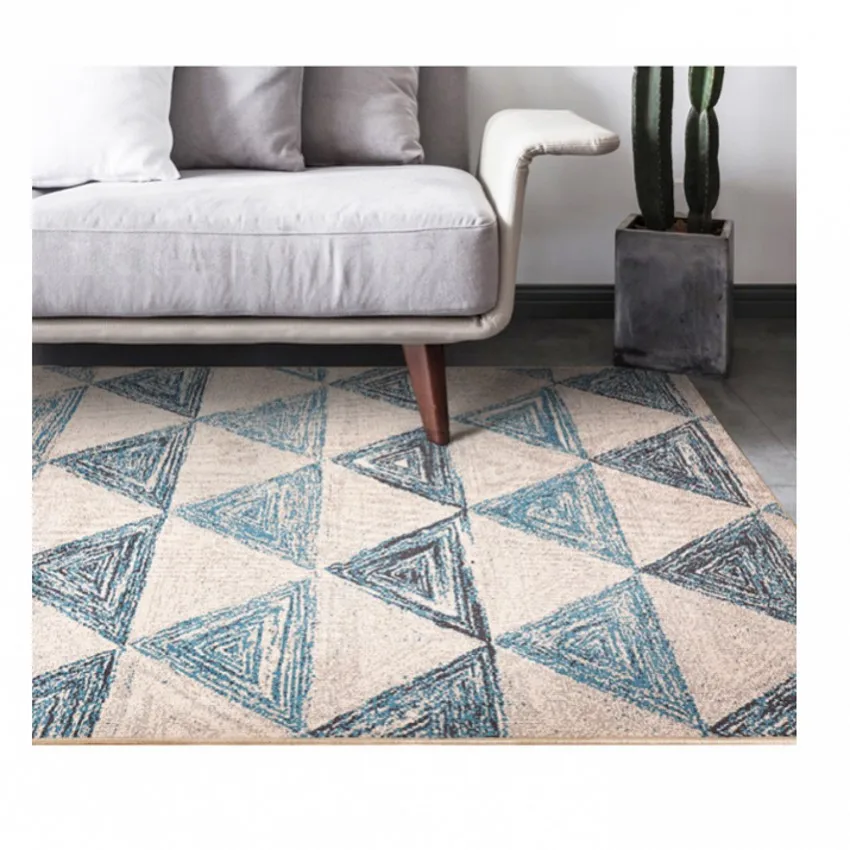 Современный стиль белый геометрический микс синий ковер для гостиной