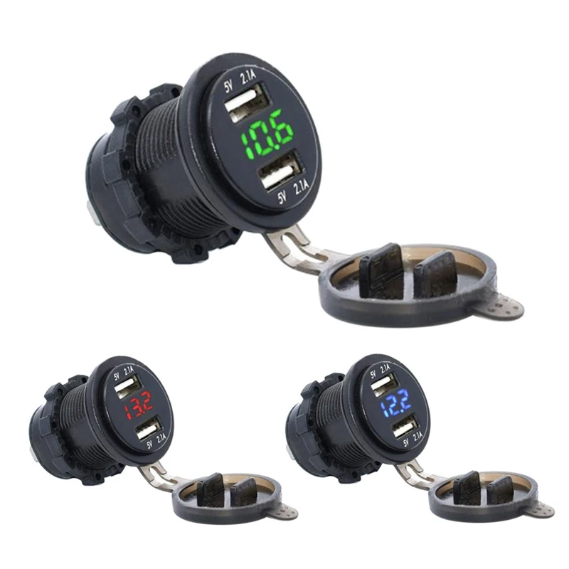 12 V/24 V быстрой зарядки 4.2A розетка для автомобильного прикуривателя с двумя usb-портами Зарядное устройство светодиодный вольтметр