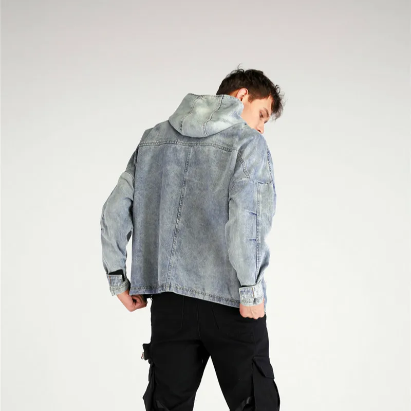 Hoodie Jeans Jacket Half Up Zipper Pullover Denim Outwear Fashion Hip Hop Men Casual Oversize Skateboard 2018 | Мужская одежда