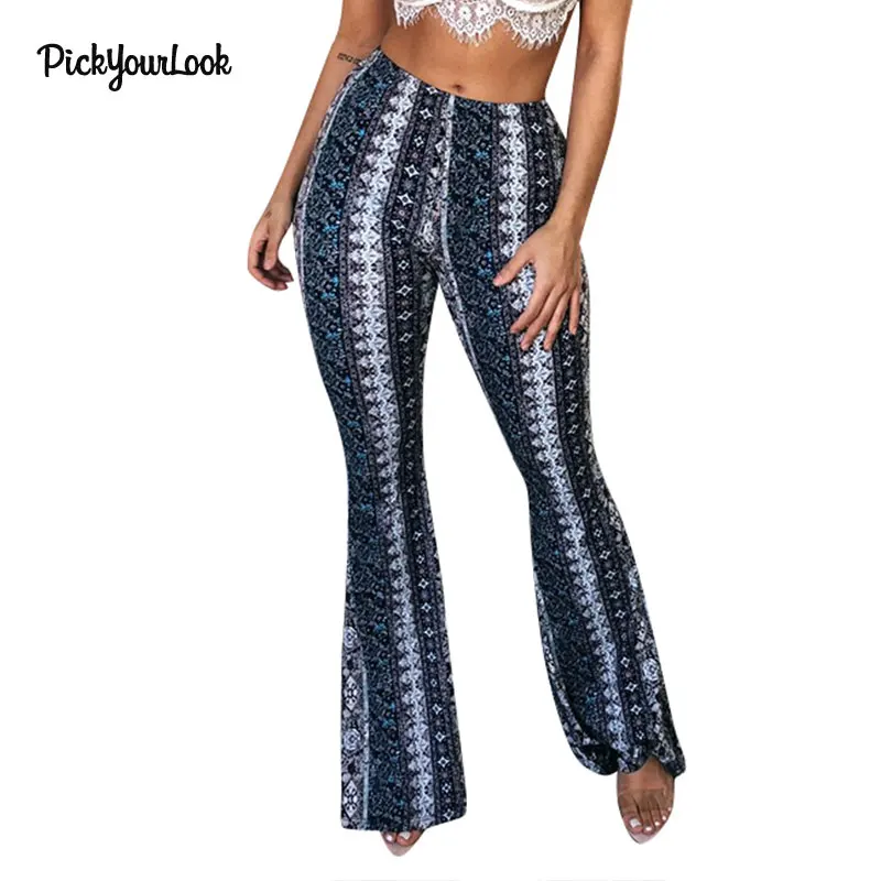 Pickyourlook женские брюки длинные расклешенные эластичные сексуальные винтажные
