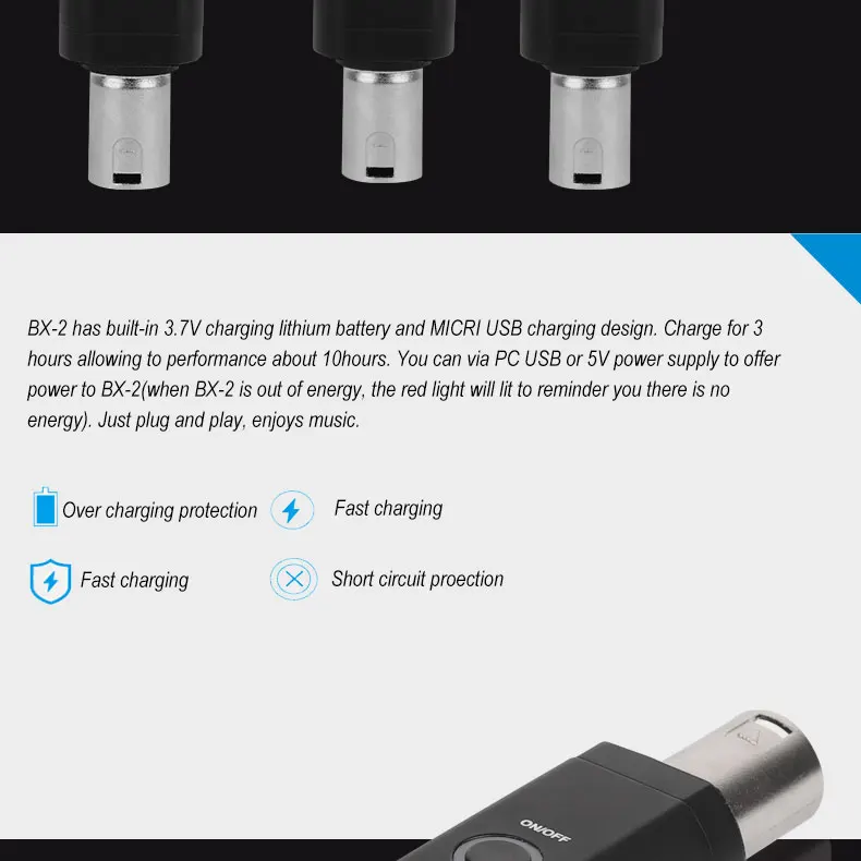 Alctron BX-2 Портативный беспроводной Bluetooth V4.0 приемник XLR интерфейс аудио усилитель конвертера аудио приемник plug and play
