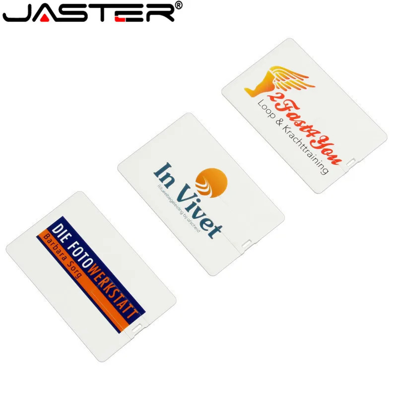 JASTER логотип клиента белая карта модель usb флэш-накопитель печать Кредитная pendrive 4