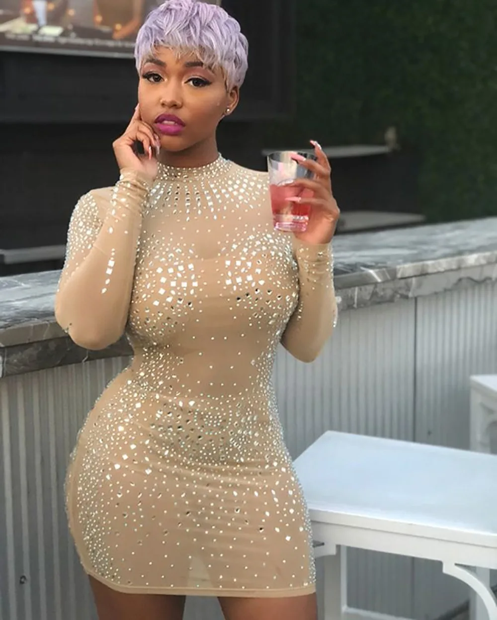 Женские Клубные платья со стразами прозрачные сетчатые сексуальные