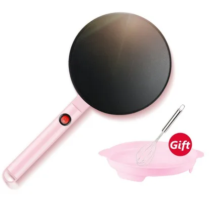 pink JIQI электрическая блинница для пиццы, блинная машина с антипригарным покрытием, сковорода для выпечки, машина для выпечки тортов, кухонные инструменты для приготовления пищи, 220 В, розовый, ЕС, США - Цвет: pink