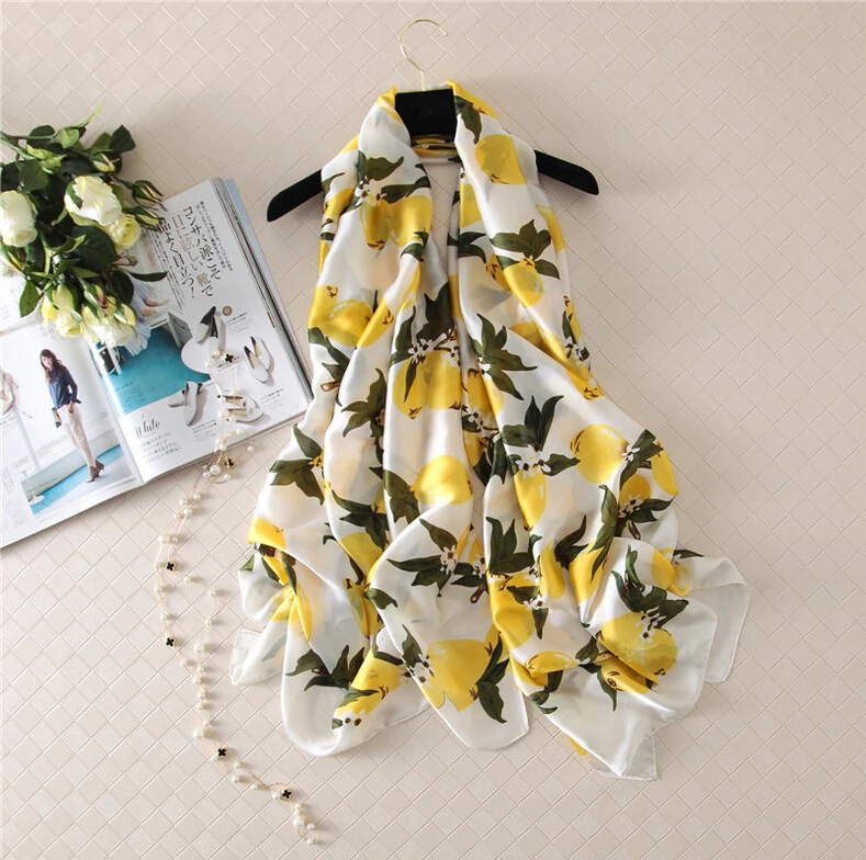 2018 летний шарф лимонного цвета люксовый бренд женские милые негабаритные шарфы