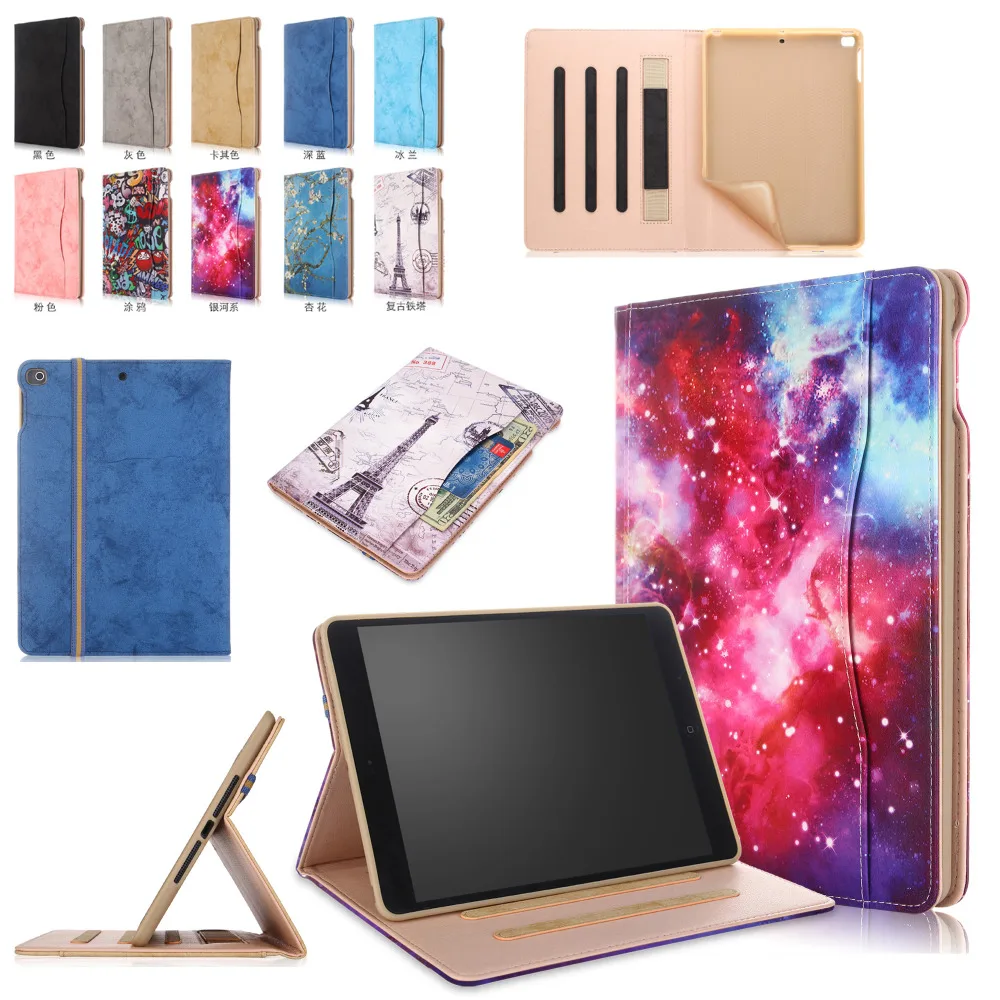 Многоугольный кожаный чехол подставка с принтом Магнитный смарт для Apple iPad 9 7 2018 /
