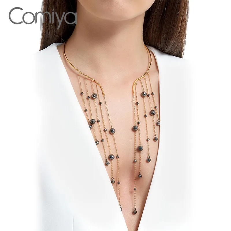Comiya длинные ссылки ювелирные изделия Boho цинковый сплав CCB бусины ленточки Collare