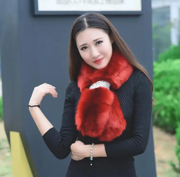 

Новые шарфы из искусственного меха с украшением из бриллиантов, женские длинные шарфы разных цветов из искусственного меха, женский зимний шарф-глушитель из натурального меха