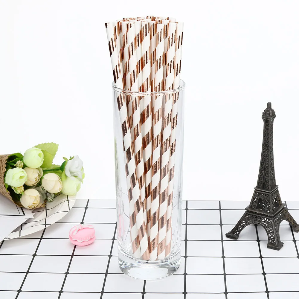 25 шт. бумажные соломинки в полоску|Одноразовая посуда для вечеринок| |