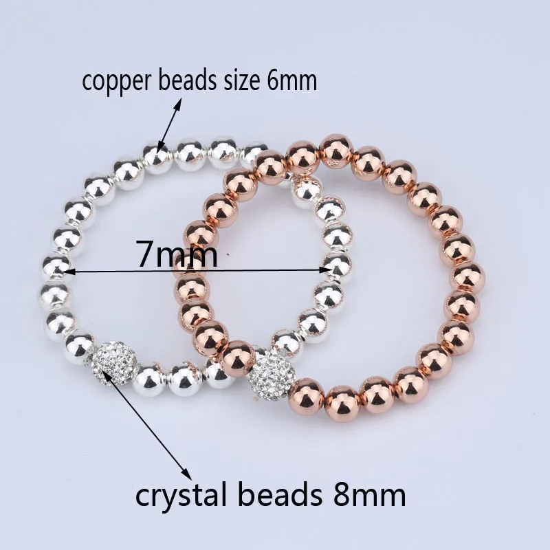 6 мм медные бусины strand браслеты и серебро/цвета розового золота эластичные с xuben