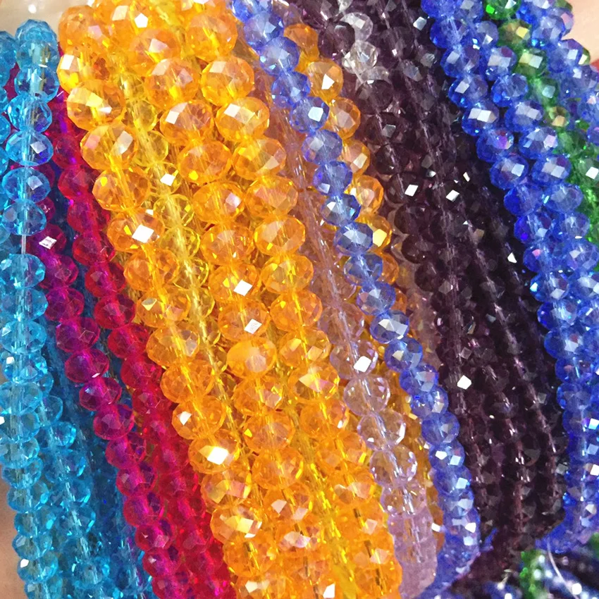 Оптовая цена Кристалл 25 Цвет стекла Rondelle счеты граненый 4 размера свободные