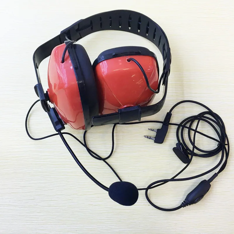 Красные шумоподавляющие наушники с микрофоном и K разъемом 2 контакта гарнитура