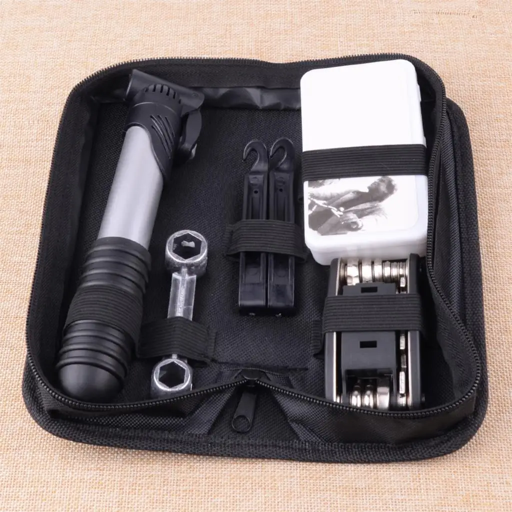 

LETAOSK Bicycle Folding Tire Repair Multi Tools Kit Set Mountain Bike Cycling Cycle Puncture Tyre Lever Pump Pouch