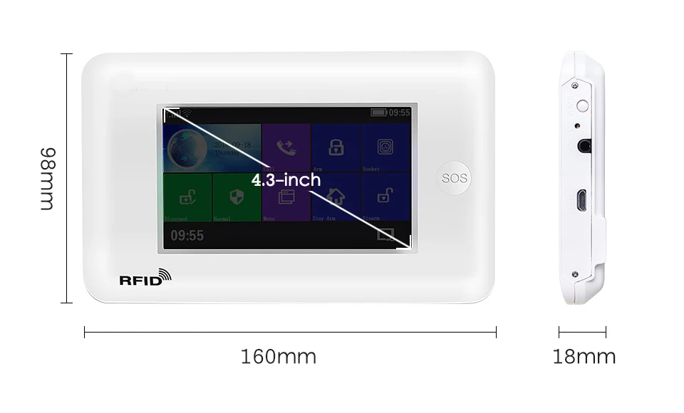 Домашняя охранная сигнализация с сенсорным экраном 4 3 дюйма Wi-Fi GSM SMS датчик