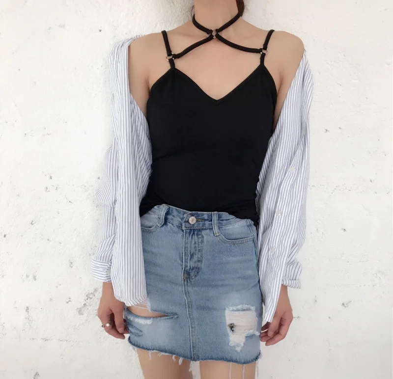 Блузка женская черная с вырезом на спине|cami top|bustier cropsummer camisoles |