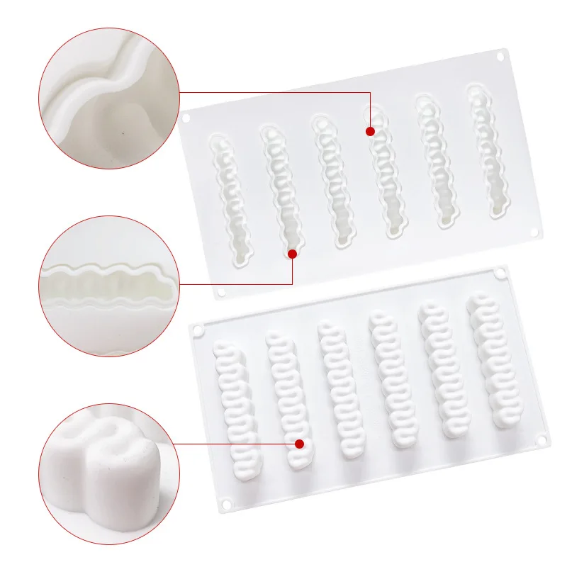 Filbake 6 отверстий волнистые крем Форма пирог силиконовые формы торт украшения