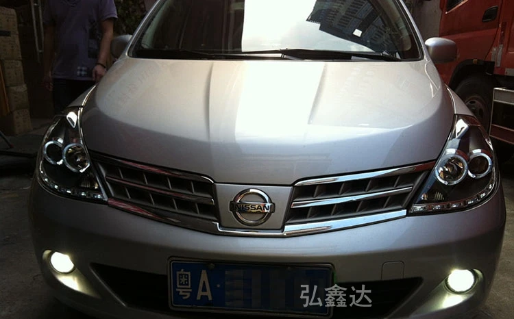 Высококачественный чехол для автомобиля для Nissan Tiida фары 2008-2010 Tiida фары светодиодный DRL Объектив двойной луч HID