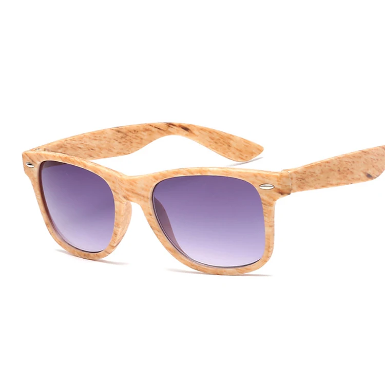 Yellow grain Fashion Square Sunglasses Women Designer Luxury Man/Women Black Sun Glasses Male Female Classic Vintage Imitation Wood Grain - Lenses Color: Yellow grain