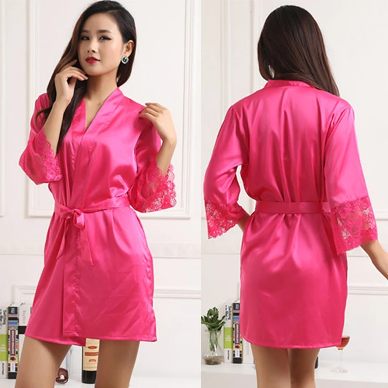 Сексуальное Женское ночное белье со средним рукавом 7993 M L XL XXL, кружевные женские халаты из натурального шелка LM93