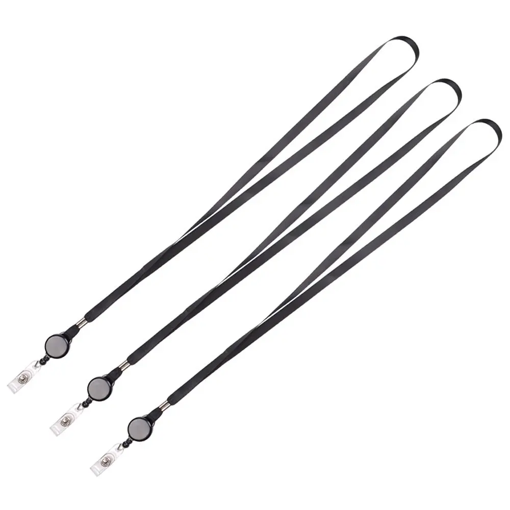 Черный выдвижной ремешок для шеи визиток держатель карт (3 шт. черный)|retractable