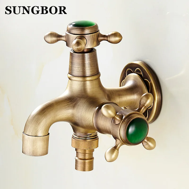 Бесплатная доставка античный латунный настенный кран для ванной комнаты длинный