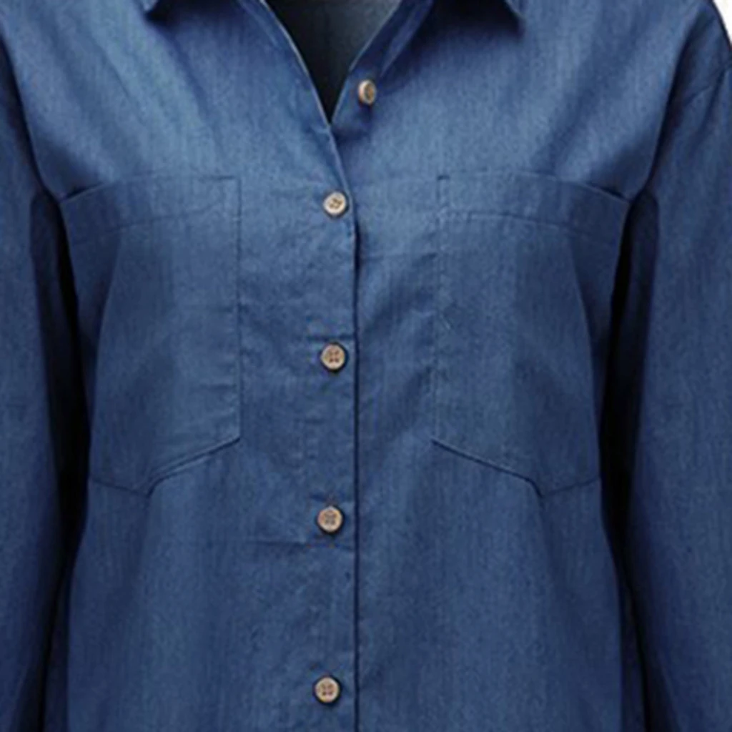 Женское платье рубашка повседневное облегающее из джинсовой ткани с карманами