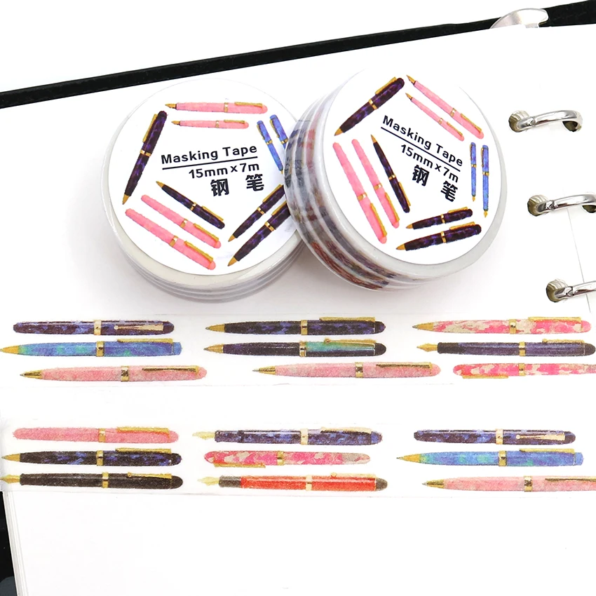Фото Перьевая ручка Washi 7 м * 15 мм ленты для домашнего декора бумажная Маскировочная