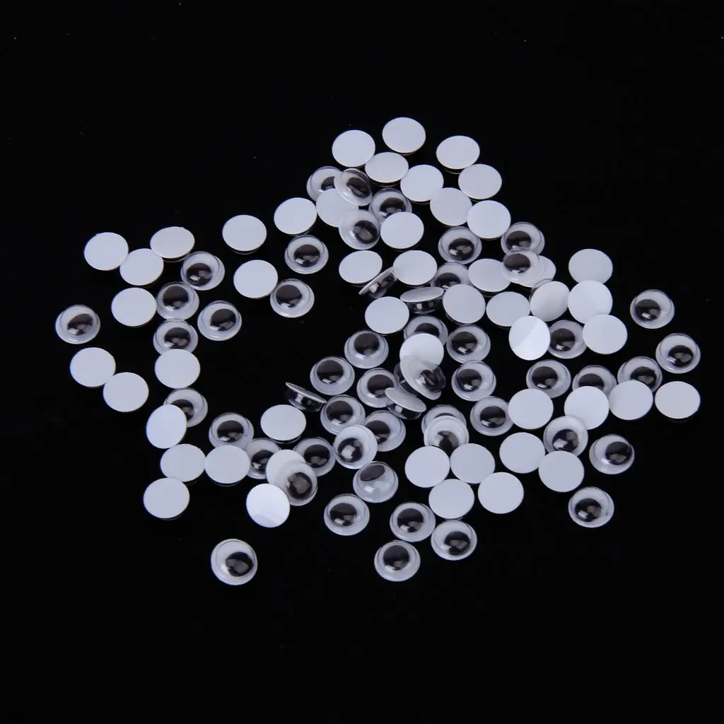 100Pcs Round Moving Movable Wiggly Wiggle Craft Eyes Glue On Sticker 10mm | Игрушки и хобби